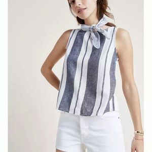 Anthropologie Maeve Blyton Striped Top Linen Blend Size 6